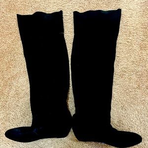 Black Suede over the knee boots.